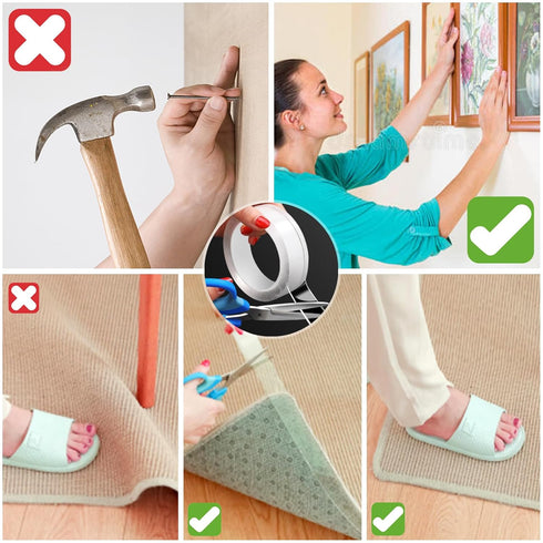 Double Sided Tape Heavy Duty,Nano tape,Clear Double Sided Tape,Picture hanging strips,Photo frames Tape Hanging Adhesive Strips,Removable Wall Tap...